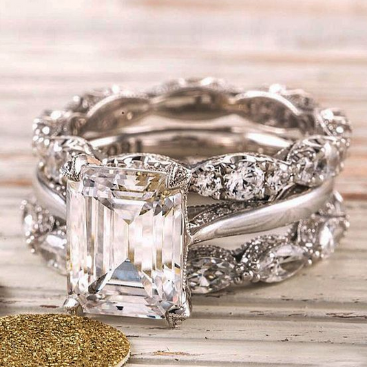 Vintage Silver Radiant Layered Ring Jula Jewelry