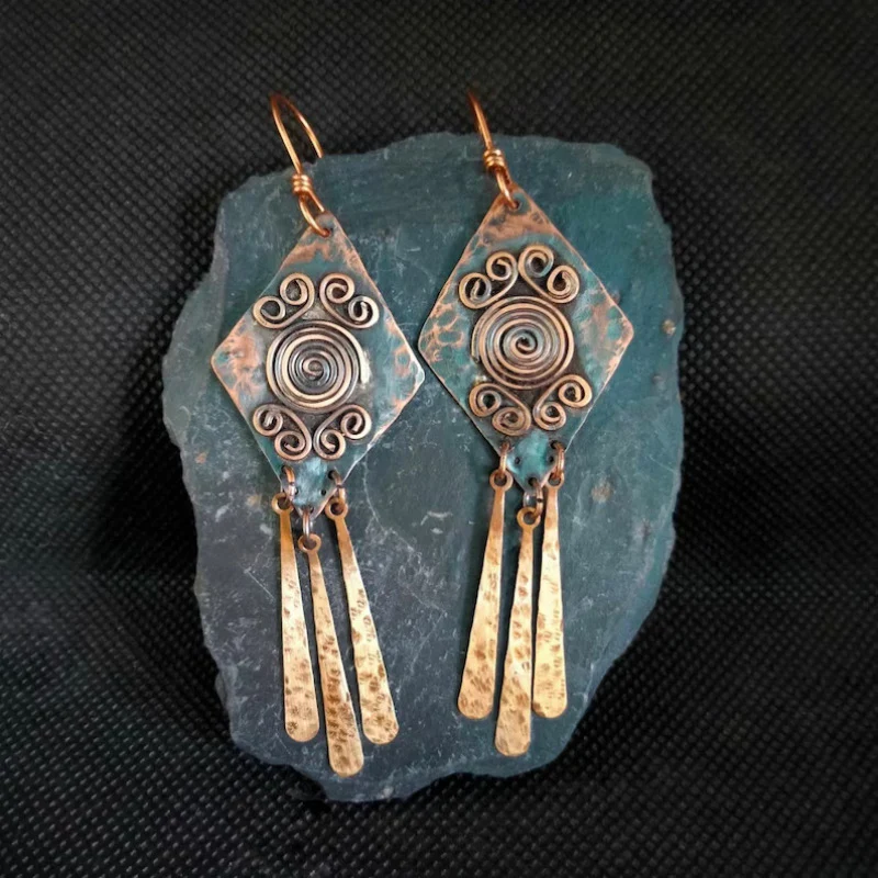 Bronzed Vintage Dangling Earrings Jula Jewelry