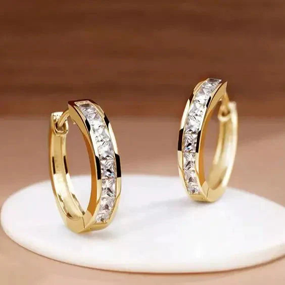 1+1 Offer: Elegant Gold and Crystal Earrings + Stylish Bracelet with Zirconias in Gold Jula Jewelry
