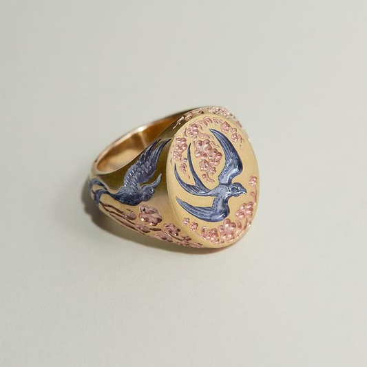 Vintage Blue and Gold Hummingbird Band Jula Jewelry
