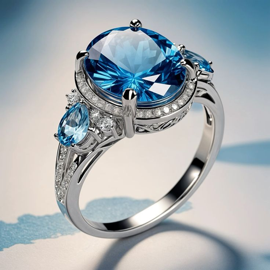 Vintage Silver Ring with Sapphire Crystal Jula Jewelry