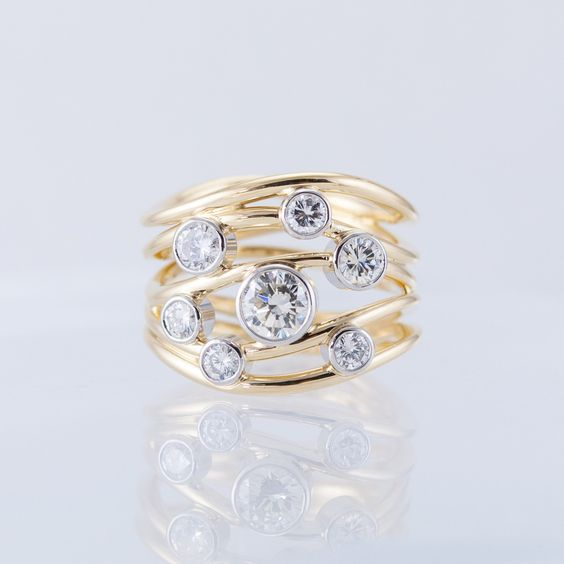 Golden multi-layer ring with antique crystals Jula Jewelry