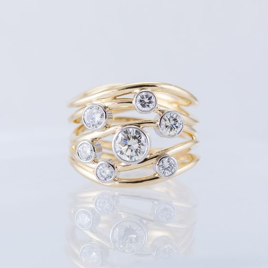Golden multi-layer ring with antique crystals Jula Jewelry