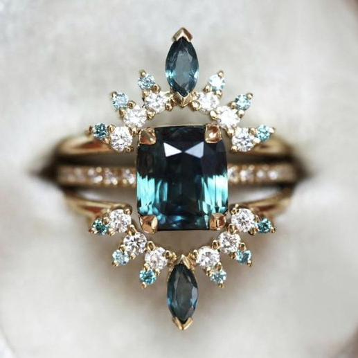 Vintage Brilliant Blue Crystal Ring Jula Jewelry
