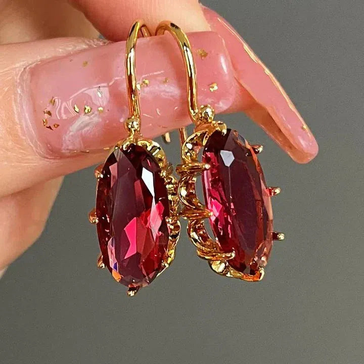 Vintage Gold Red Earrings Jula Jewelry