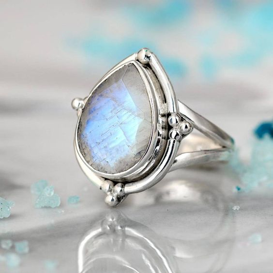 Vintage White Opal Teardrop Ring Jula Jewelry