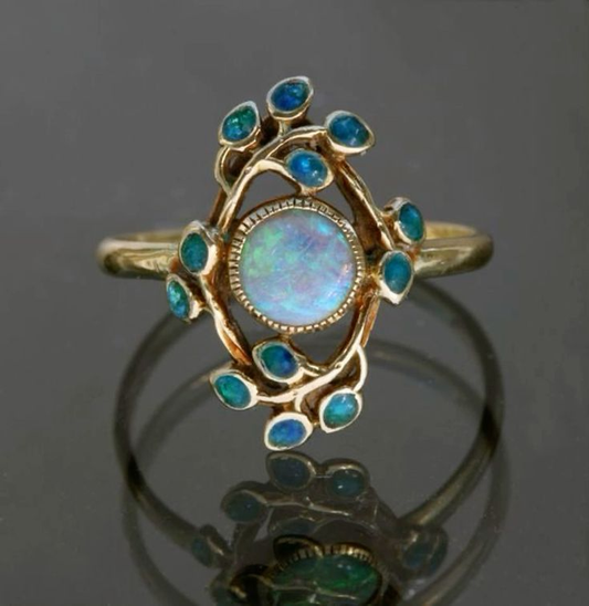 Blue Ring Vintage Gems and Opal Jula Jewelry