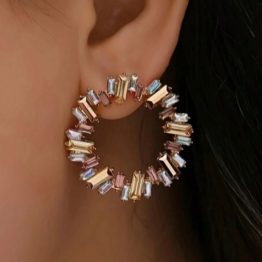 Vintage Multicolor Gemstone Round Earrings Jula Jewelry