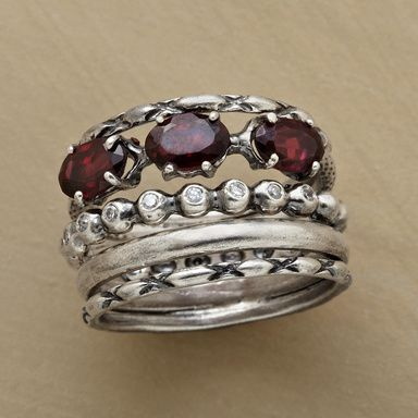 Red layered ring in antique silver Jula Jewelry