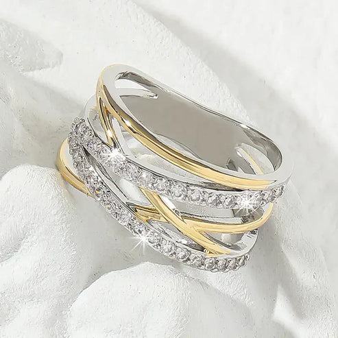 SilverGold Radiance Zirconia Band Jula Jewelry