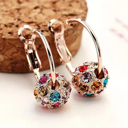 Colorful Sphere Golden Earrings Jula Jewelry