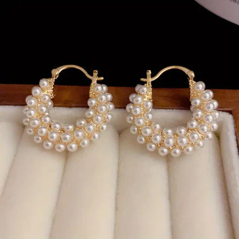 Gold Pearl Basket Earrings Jula Jewelry