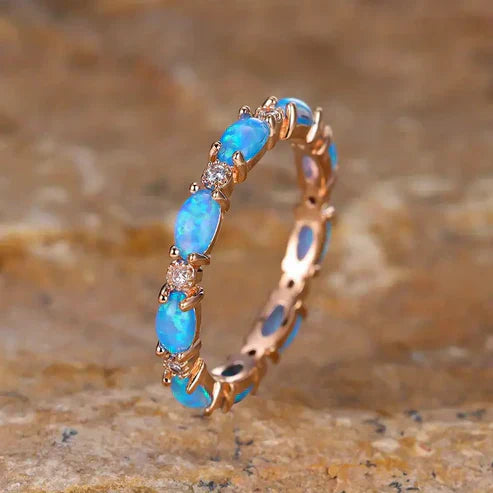 Blue Opal Ring with Gold Jula Jewelry