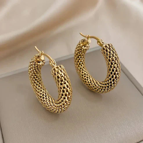 Golden Scale Circle Earrings Jula Jewelry