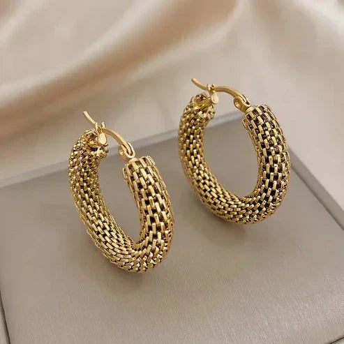 Golden Wave Hoop Earrings Jula Jewelry