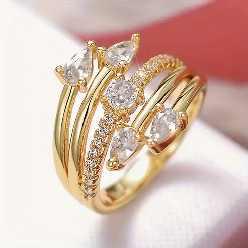 Zirconia Brilliance Golden Ring Jula Jewelry