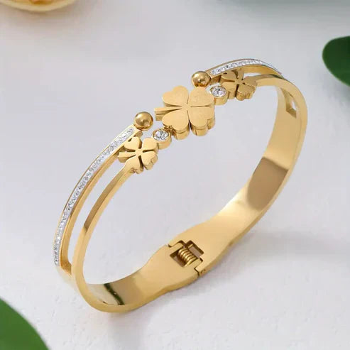 Open Clover Gold Bangle Jula Jewelry