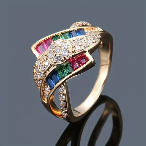 Colorful Irregular Golden Ring Jula Jewelry