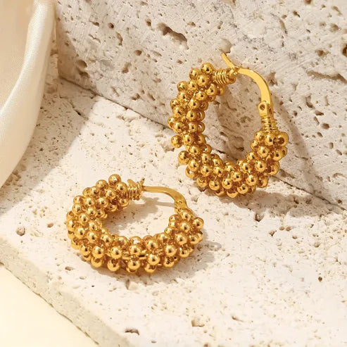 Golden Bead Hoop Earrings Jula Jewelry