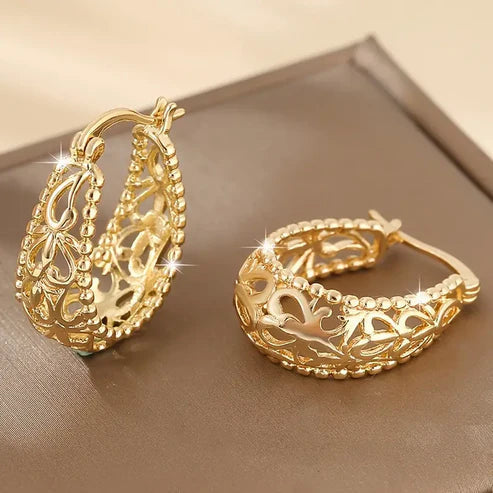 Gold Hollow Woven Earrings Jula Jewelry