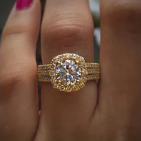 Elegant Layered Gold Ring with Zirconia Jula Jewelry