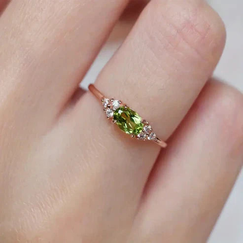 Gold Ring with Olive Glass Jula Jewelry