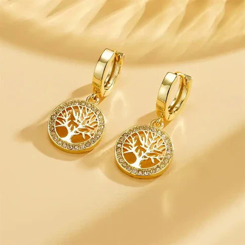 Golden Bright Tree of Life Earrings Jula Jewelry