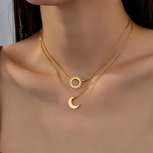 Sun and Moon Gold-Plated Necklace Jula Jewelry