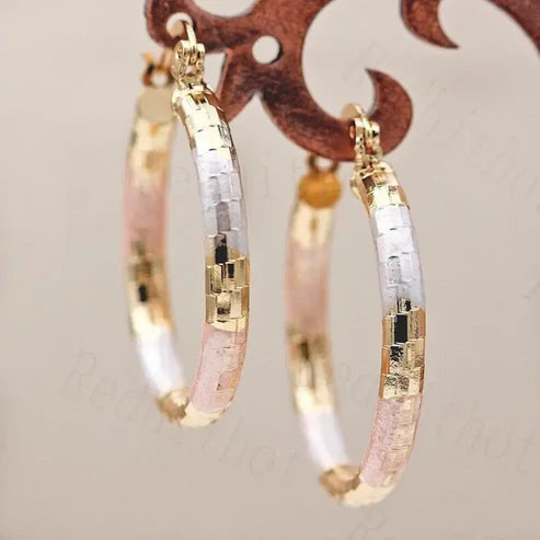 Gold & White Rose Circle Earrings Jula Jewelry