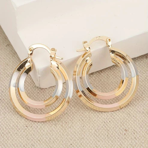 Circular White & Rose Gold Hoops Jula Jewelry