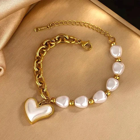 White Heart Gold Bangle Jula Jewelry