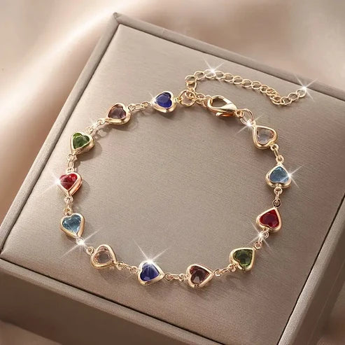 Gold Bracelet with Colorful Heart Jula Jewelry