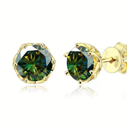 Moss Agate Round Stud Earrings Jula Jewelry