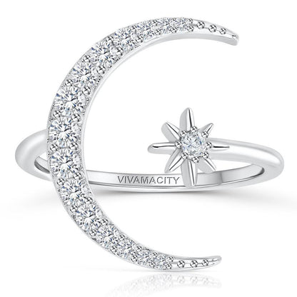 Silver Moon and Star Band Jula Jewelry