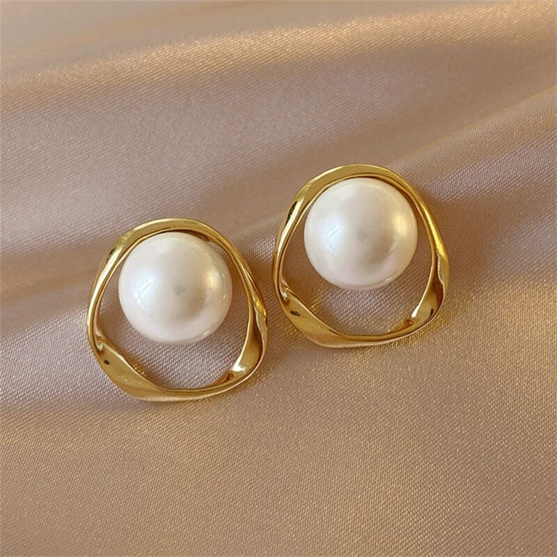 Gold Pearl Ear Studs Jula Jewelry