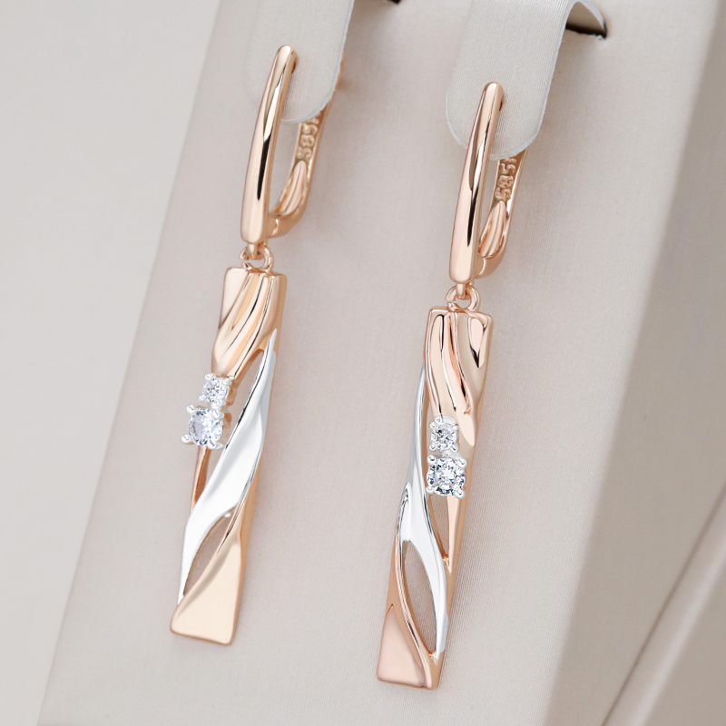Elegant Rectangular Earrings with Gold Crystals Jula Jewelry