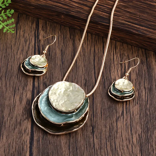 Vintage Blue Layered Gemstone Set (Necklace+Earrings) Jula Jewelry