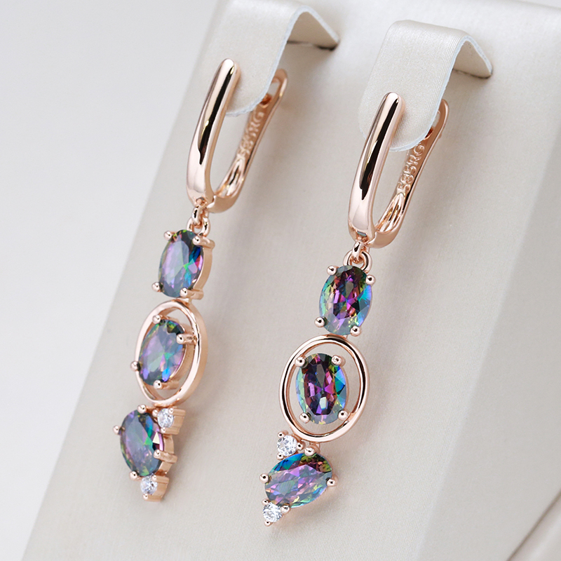 Gold earrings with multicolored crystals Jula Jewelry