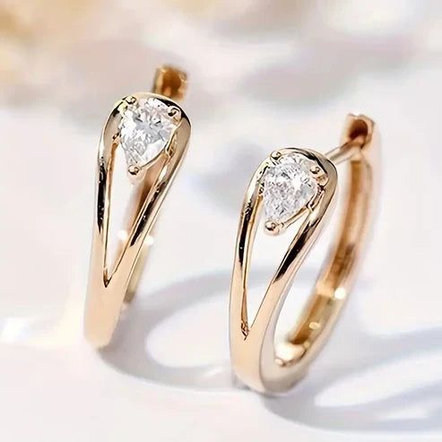 Golden Zirconia Drop Earrings Jula Jewelry