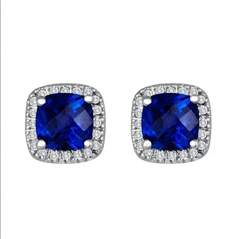 Sapphire Square Stud Earrings Jula Jewelry