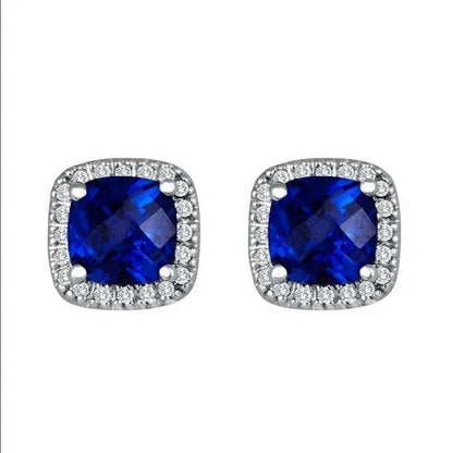 Sapphire Square Stud Earrings Jula Jewelry