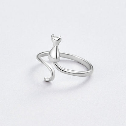 Silver Feline Design Ring Jula Jewelry