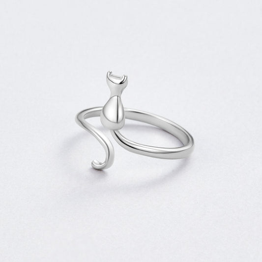 Silver Feline Design Ring Jula Jewelry