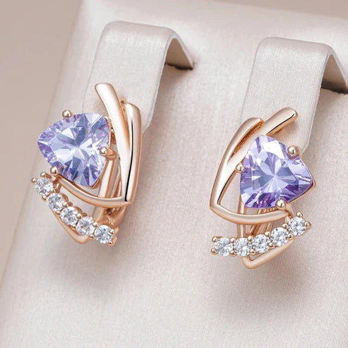 Elegant Purple and Radiant Gold Earrings Jula Jewelry