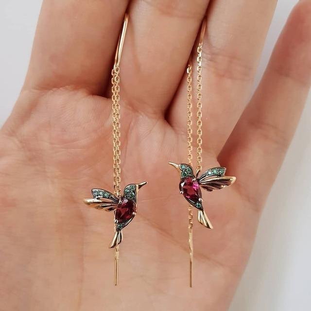 Hummingbird Enamel and Zirconia Earrings Jula Jewelry