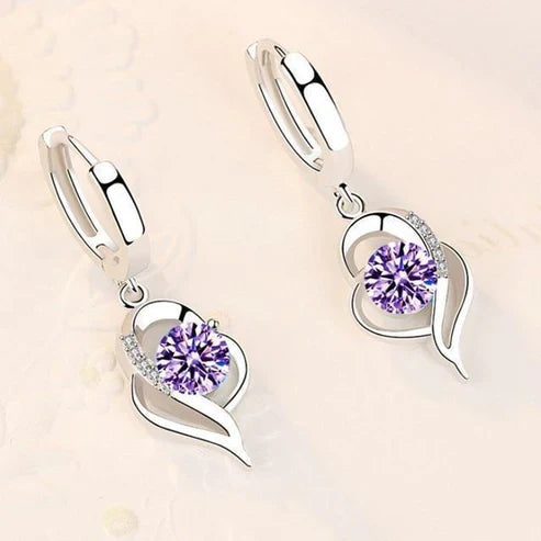 Silver and Zirconia Inlaid Flower Earrings Jula Jewelry