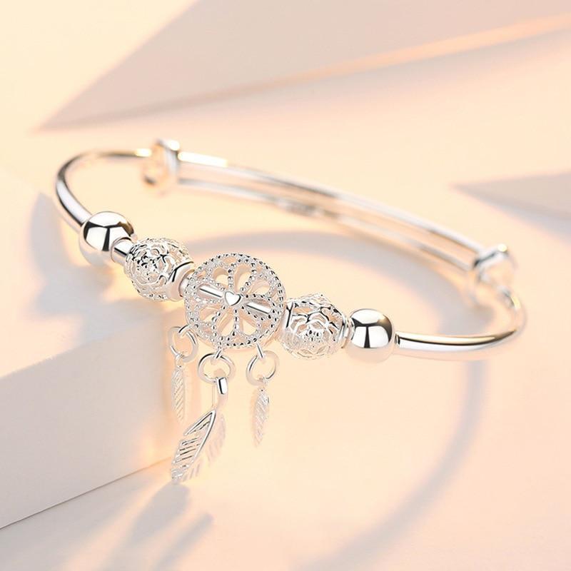925 Silver Adjustable Dreamcatcher Bangle Jula Jewelry