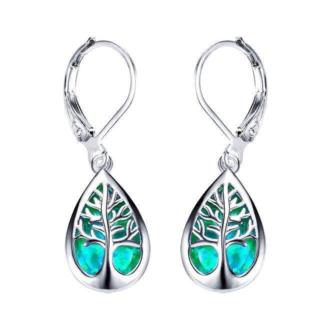 Tree of Life Earrings crafted from Opal and Silver Jula Jewelry