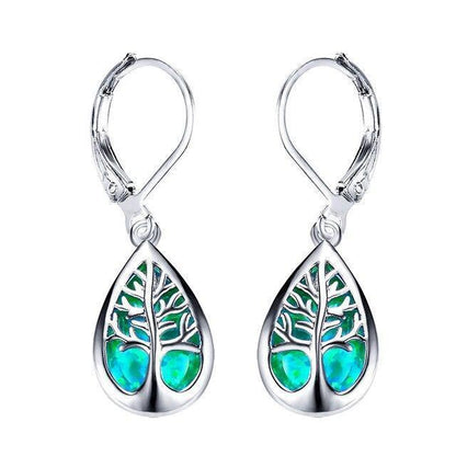Tree of Life Earrings crafted from Opal and Silver Jula Jewelry