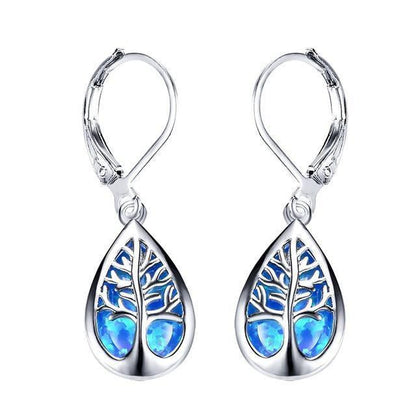 Tree of Life Earrings crafted from Opal and Silver Jula Jewelry